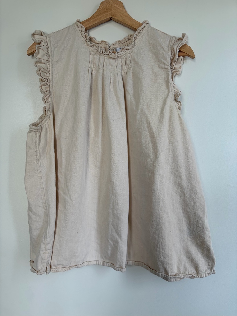 Old Navy Ruffled Sleeveless Cotton Tunic Top - Light Beige Size XL